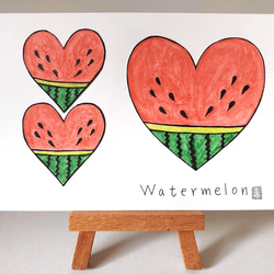 『Watermelon（ハートのスイカ）』ペン画 2枚目の画像
