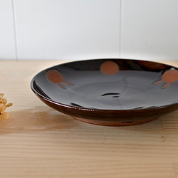 大皿　うさぎ水玉(茶)【在庫有】 3枚目の画像