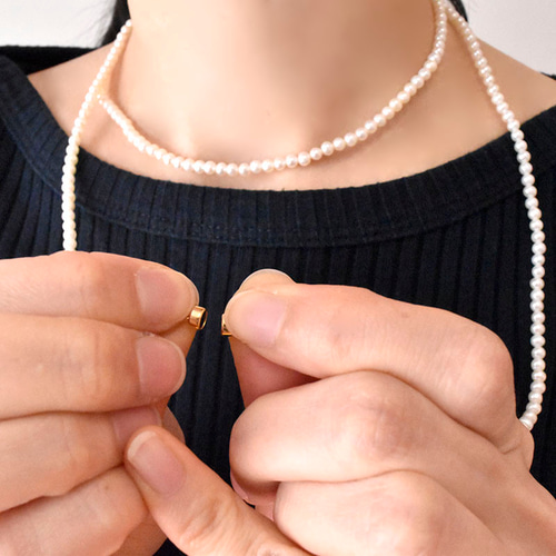 4way・淡水パール40cm＋60cm＝100cmの一連ネックレス（マグネット式