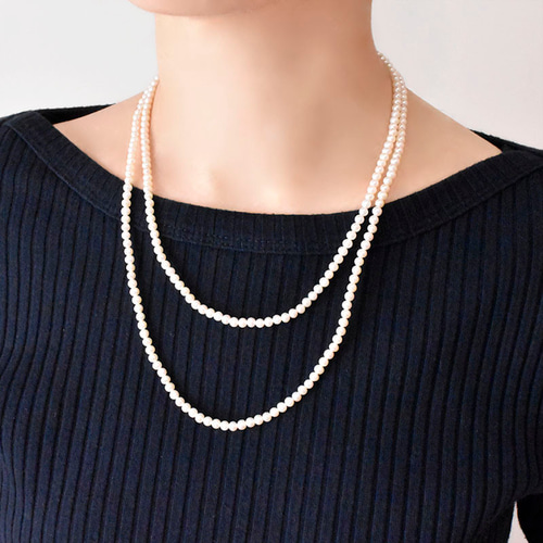 4way・淡水パール40cm＋60cm＝100cmの一連ネックレス