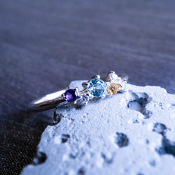 シトリン ブルー サファイア リング 9 月と 11 月の誕生石の結婚指輪