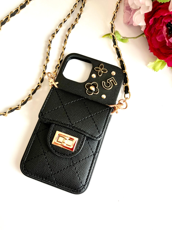 【特集掲載作品】スマホショルダー　人気　ストラップ　カード収納　おしゃれ　チェーン付き　iPhoneケース　iPhone 2枚目の画像