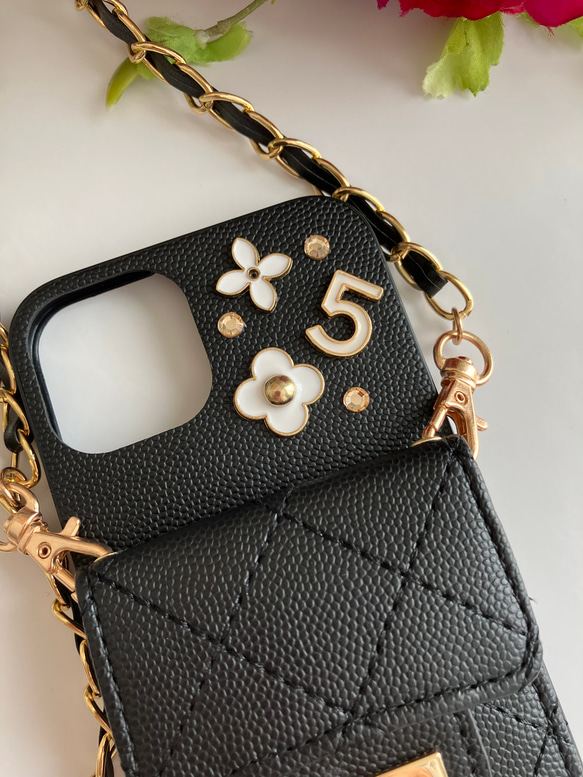 【特集掲載作品】スマホショルダー　人気　ストラップ　カード収納　おしゃれ　チェーン付き　iPhoneケース　iPhone 3枚目の画像