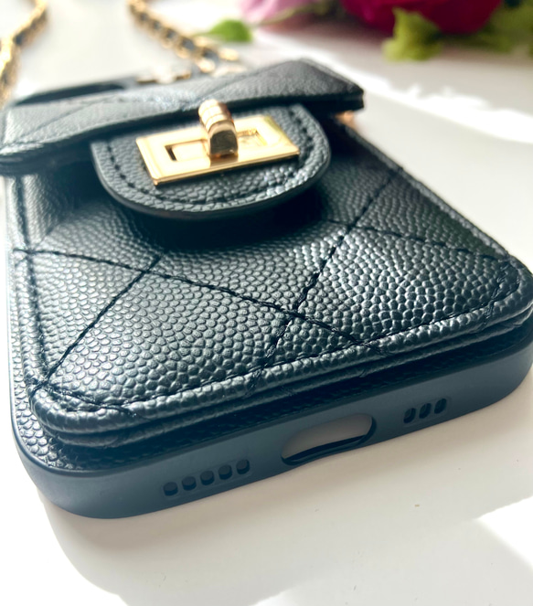 【特集掲載作品】スマホショルダー　人気　ストラップ　カード収納　おしゃれ　チェーン付き　iPhoneケース　iPhone 10枚目の画像