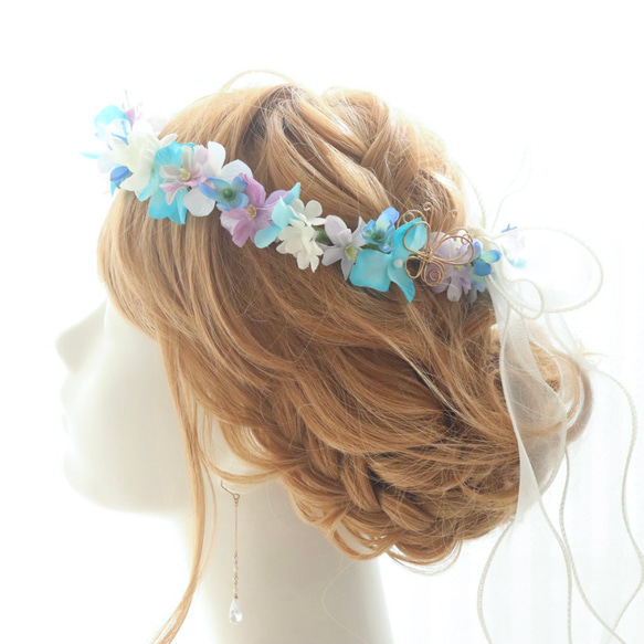 花冠＊サムシングブルーで幸せを願う青紫の花かんむり ヘッドドレス