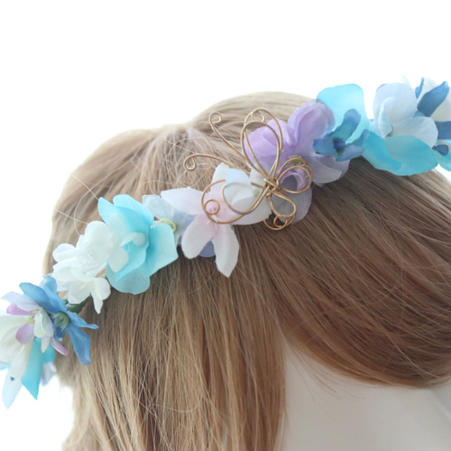 花冠＊サムシングブルーで幸せを願う青紫の花かんむり ヘッド