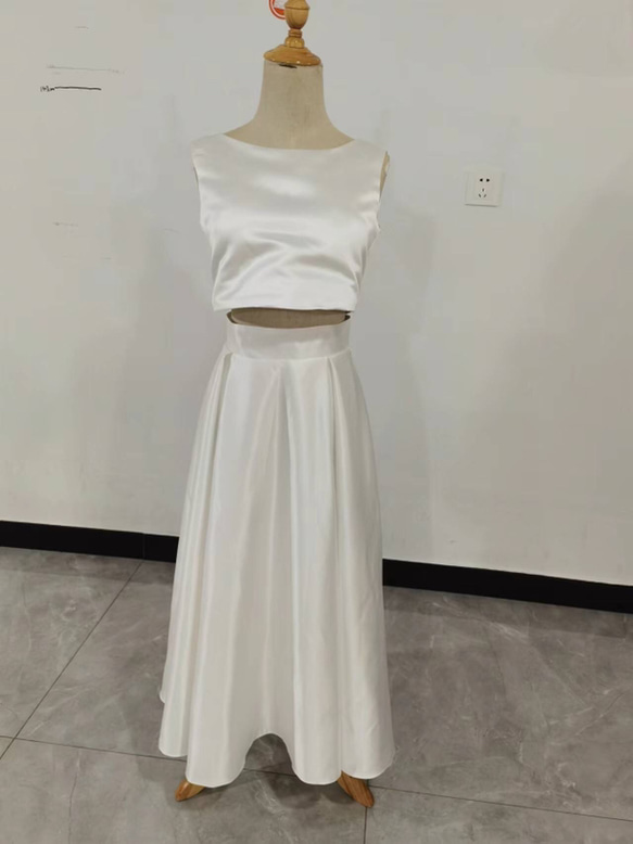 ウエディングドレス スレンダータイプ サテン ツーピース セパレート  