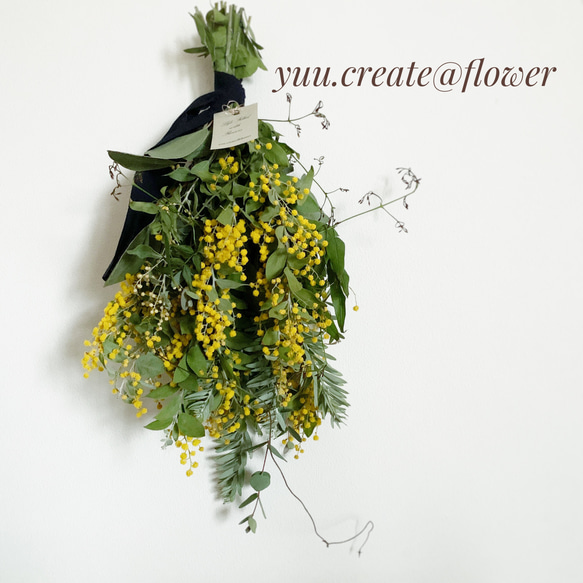 『yuu.create@flower』春を運ぶ♪ミモザのスワッグ 4枚目の画像