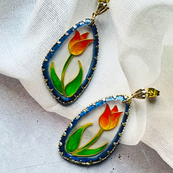 鬱金香 |  耳環 Tulip Earrings | cloisonné 第4張的照片