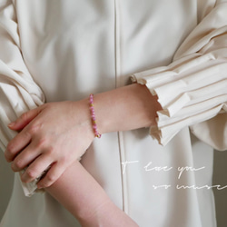 【再販×21】『桜花爛漫』ピンクトルマリン×ピンクトパーズブレスレット 7枚目の画像