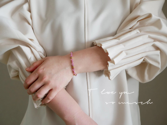 【再販×21】『桜花爛漫』ピンクトルマリン×ピンクトパーズブレスレット 7枚目の画像