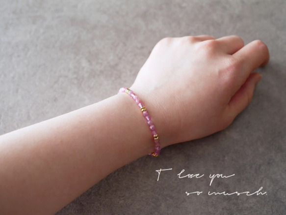 【再販×21】『桜花爛漫』ピンクトルマリン×ピンクトパーズブレスレット 4枚目の画像