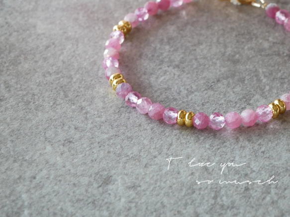 【再販×21】『桜花爛漫』ピンクトルマリン×ピンクトパーズブレスレット 6枚目の画像