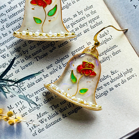 Handmade Beloved rose Earrings | cloisonné 6枚目の画像