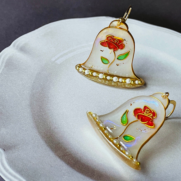 摯愛玫瑰 |  耳環 Beloved rose Earrings | cloisonné 第7張的照片