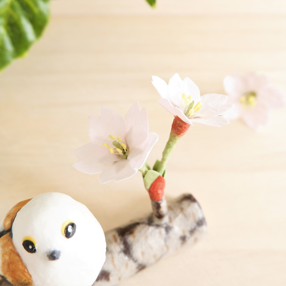 和紙インテリア『桜とシマエナガ』／ソメイヨシノ　野鳥　春インテリア 4枚目の画像