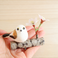 和紙インテリア『桜とシマエナガ』／ソメイヨシノ　野鳥　春インテリア 6枚目の画像