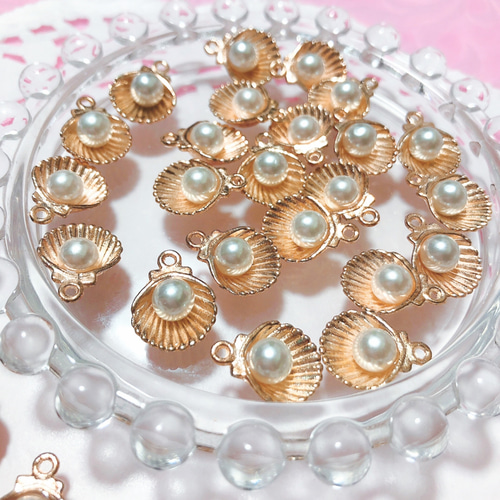 10個 ピンクゴールド シェル 貝殻 パーツ チャーム アモール チャーム  