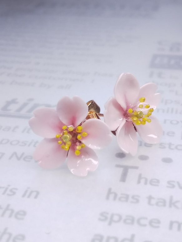 2022 桜の花小粒ピアス（両耳） 1枚目の画像