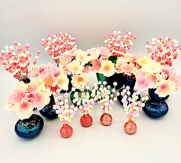 518　ひなまつり 〈お飾り〉　玉飾り丸小壺（光丸小壺・桜祭）一対 8枚目の画像