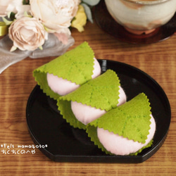 フェルト・リアルサイズのさくらもち3個入り 雑貨・その他 ちくちくの