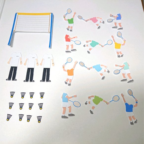 バドミントン☆色紙・寄せ書き用シール12枚セット☆カラフル×白 キット