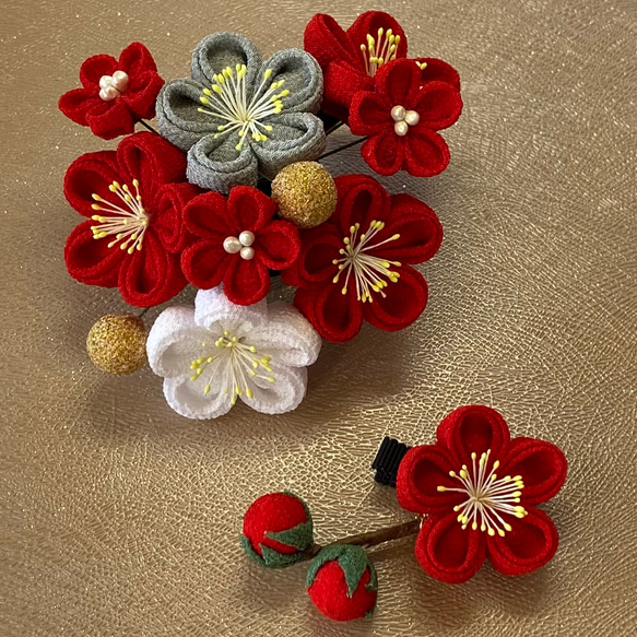 No.132 つまみ細工　髪飾り　七五三　桜　パッチンピンorベビークリップ No.132 つまみ細工 髪飾り 七五三 桜 パッチンピンorベビークリップ