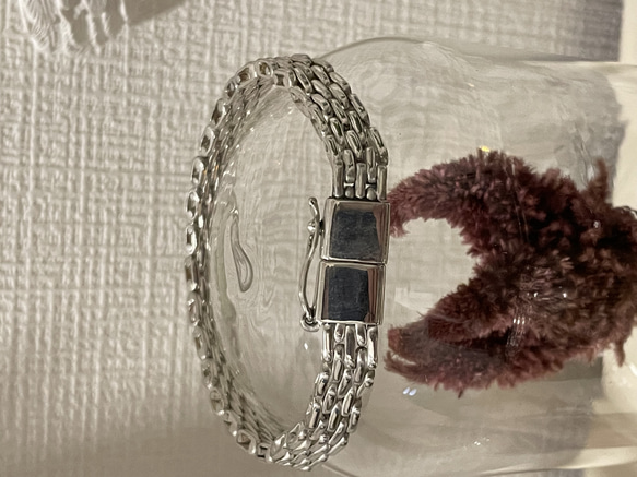 silver925 five rows bracelet insert scrub 3枚目の画像