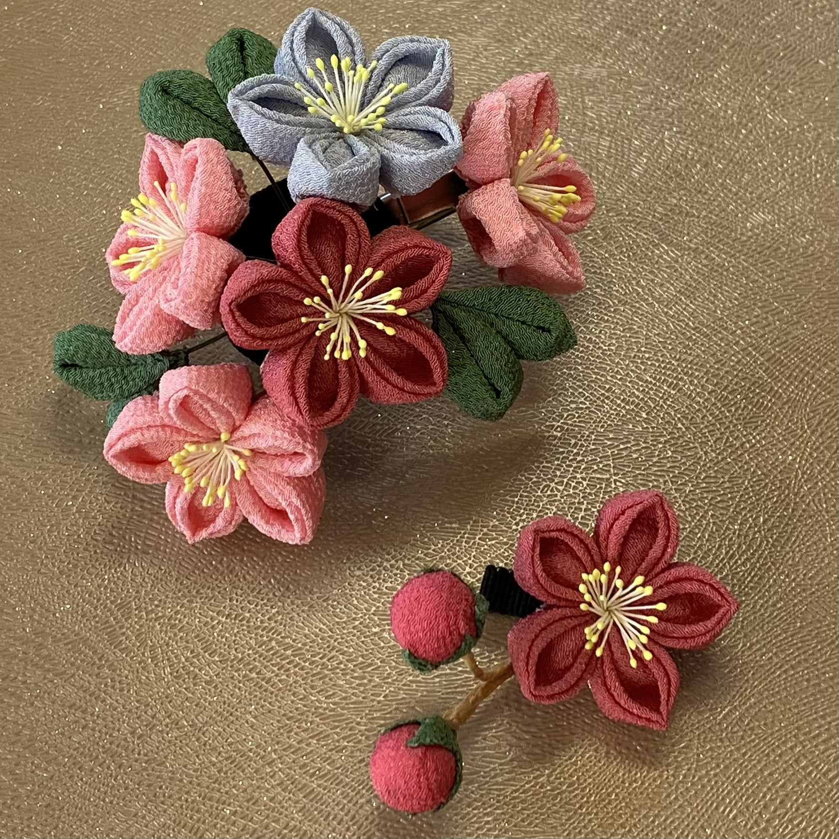 【雛晴れ(ひなばれ)】〈桜梅桃李・桃〉⭐︎OP充実⭐︎ つまみ細工 成人式 七五三 ボブ ショート クリップ式