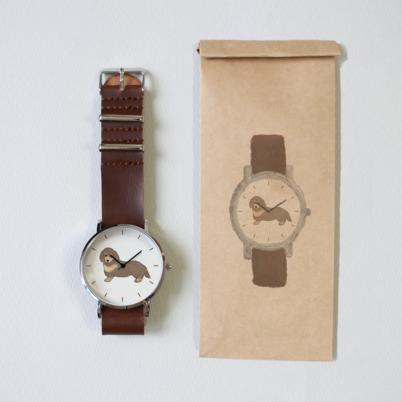 ダックスフンド（チョコダックス）の腕時計 3枚目の画像