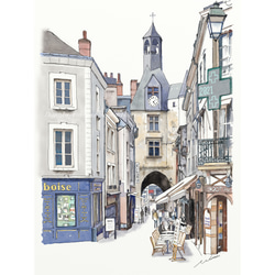 ポストカード ヨーロッパ風景画（組み合わせ自由4枚セット1.000円）No.218　古城の町の鐘楼 1枚目の画像