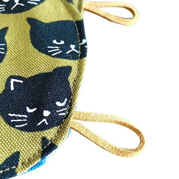 【送料無料】猫型 ネコ型 猫耳 布製 コースターセット リバーシブル ループ付き  猫グッズ 猫の日 キッチン雑貨 a3 6枚目の画像