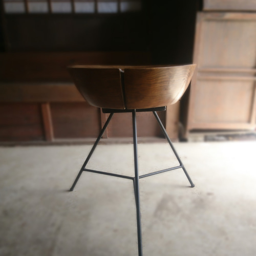 天然ひのき 無垢材 アイアン サイドテーブル 丸太 サイドテーブル 里好