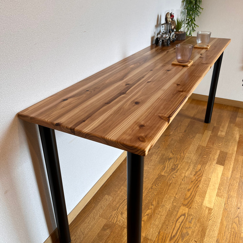 カウンターテーブル アイアン丸脚 1800×450×684mm ロータイプ ロー 