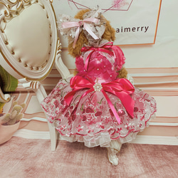 犬猫うさちゃん服　限定3着　ネオンピンク色の鮮やかな春ドレス 9枚目の画像
