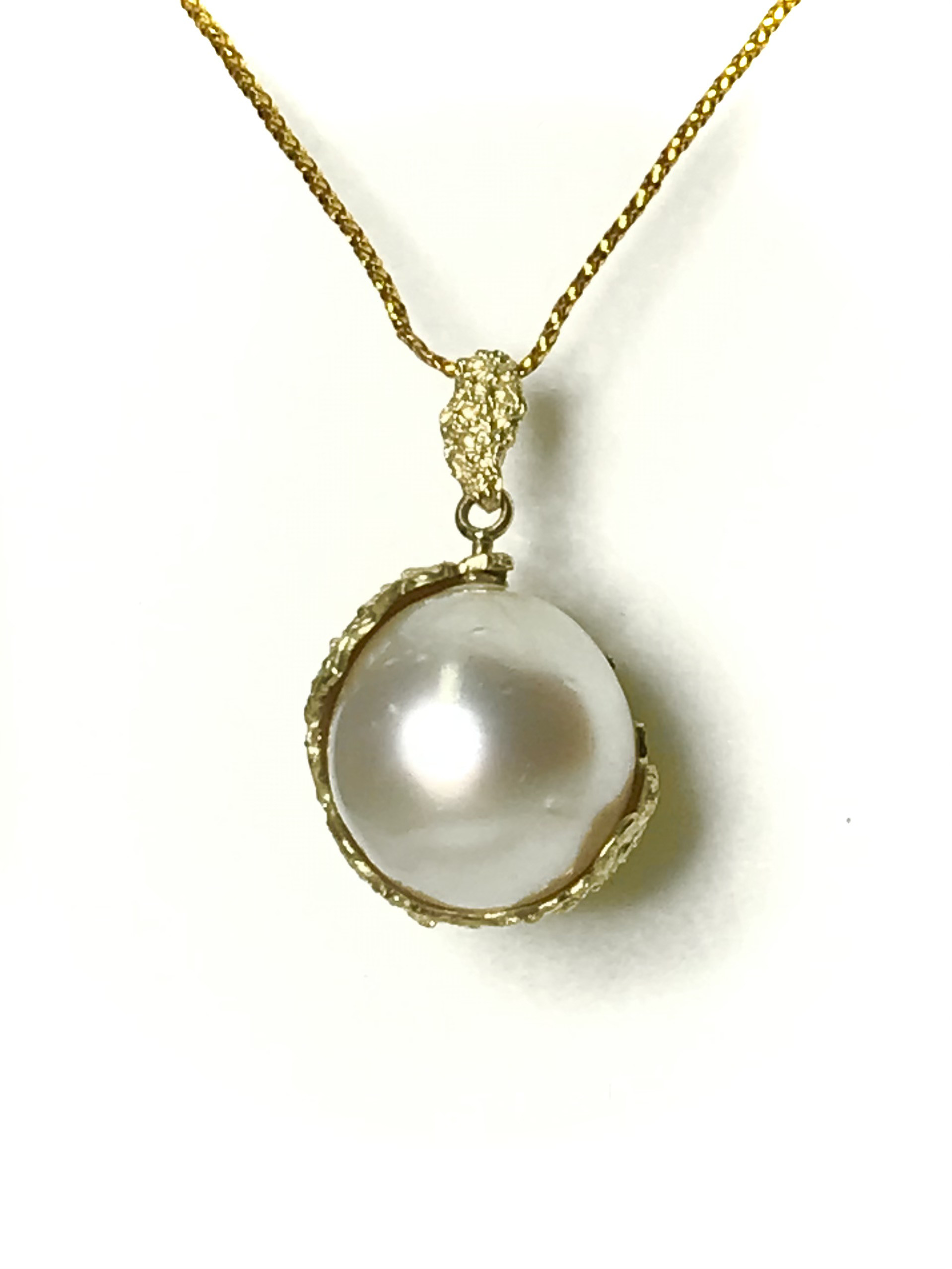 真珠とダイヤモンドのペンダント*手作り１点物 手作り1点モノ》K18南洋珠ペンダントトップ ペンダントトップ