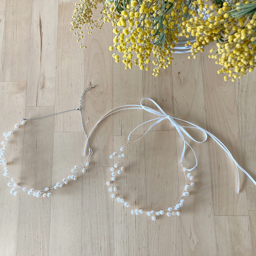 ◎淡水パールのヘッドドレス（ネックレス） ヘッドドレス
