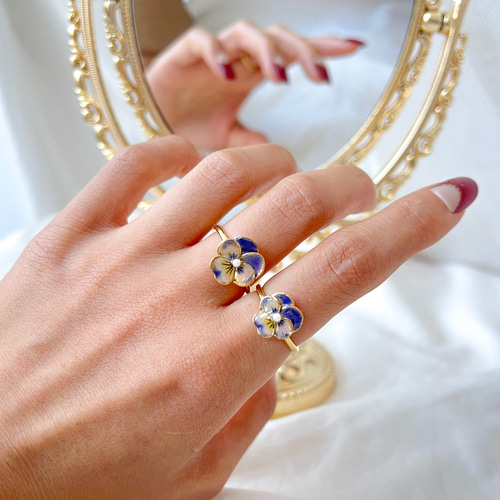 リアルフラワーシリーズ】パンジービオラのリング小 指輪・リング Omi