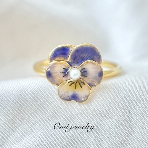 リアルフラワーシリーズ】パンジービオラのリング小 指輪・リング Omi