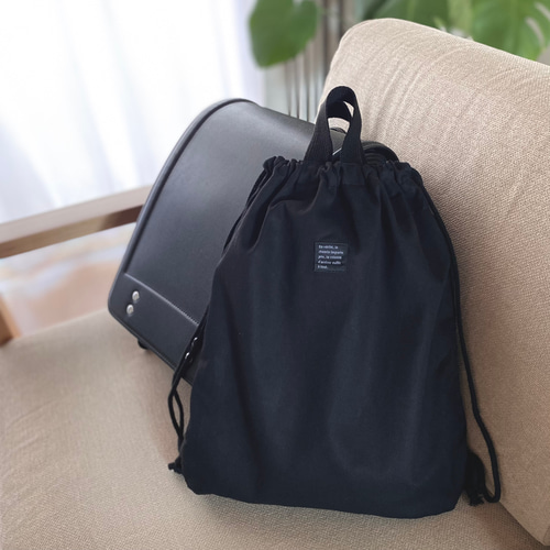 ナップサック 体操服入れ お着替え袋   ワーキングカー’24柄×ブラック n-bag2.jpg