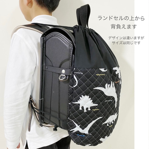 送料無料》持ち手付き大きなナップサック（体操服入れ）シンプル 黒