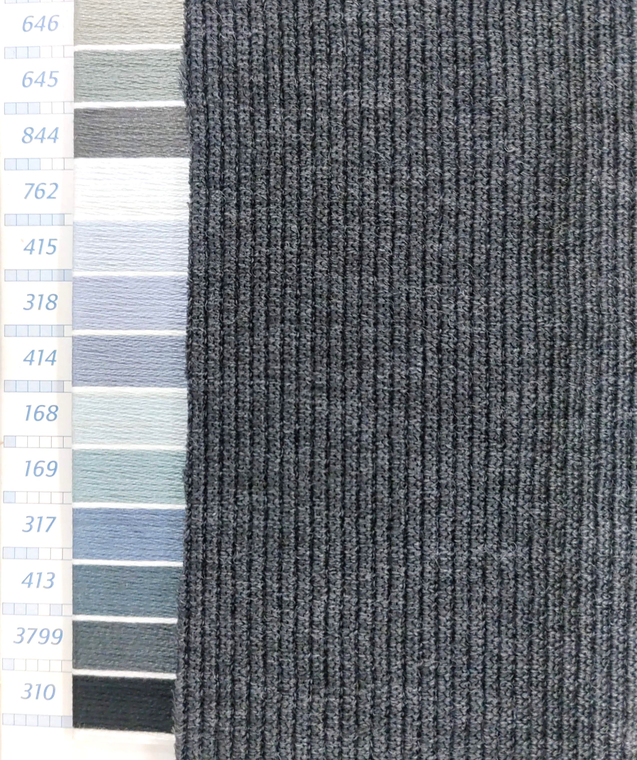 巾58cm リブニット生地＜チャコールグレー＞ ウール100% 20cm単位 生地  