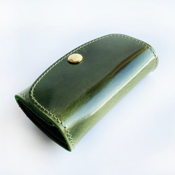 Urutsuya☆義大利皮革綠色鑰匙包，附拉鍊口袋，可存放智慧鑰匙 第4張的照片