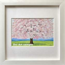 河津桜」透明水彩画 原画 風景画 額縁付 A4サイズ 絵画 Oni 通販
