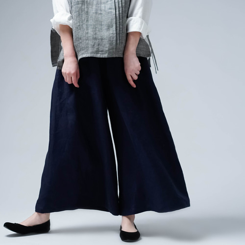 wafu リネン100% ゆったりズボン wafu 】linen clothing の リネン