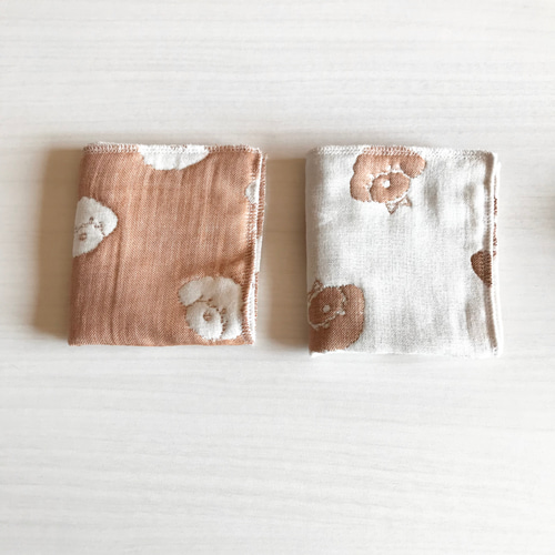 ふんわり6重織ガーゼのハンカチ＊トイプードル＊ブラウン ハンカチ