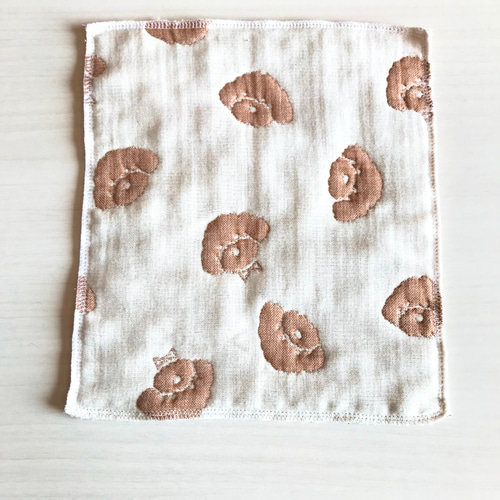 FUWARA☆ブラウンハート☆ガーゼハンカチ☆ハンドメイド （ふんわり6重 