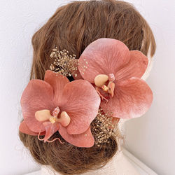 ピンク胡蝶蘭髪飾り 1枚目の画像
