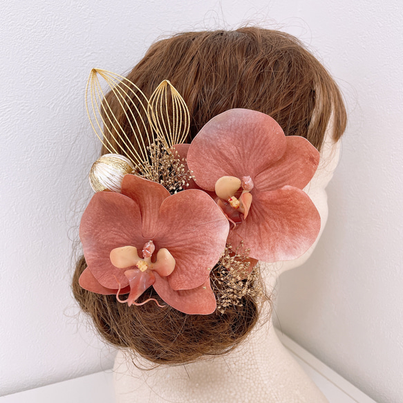 ピンク胡蝶蘭髪飾り 2枚目の画像