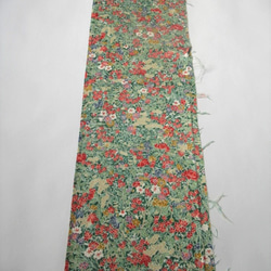 綠色四季花卉圖案純絲丹師丹後Chirimen No.21-3佈局部分[145cm x 18cm]和服拆解日本布絲綢 第3張的照片